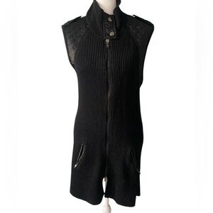 Curio New York knit long cardigan size L wool blend black knit